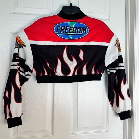 Letter Print Crop Jacket - Spring Fall Fashion Size XS - Picture 5 of 8